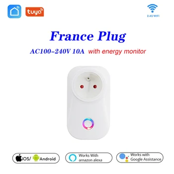 

Tuya WIFI Smart Socket Smart Plug France Plug 10A Remote Control Alexa Google Home Energy Monitor