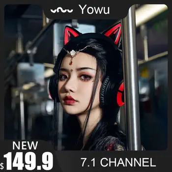 Yowu-auriculares con diseño de gato en 3D, luces RGB con control por aplicación inalámbrica, micrófono HD, auriculares para chica, regalo para novia, 2020