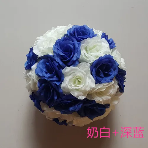 Cream Dark blue Искусственный Розовый Шелковый цветочный шар центральный мятный декоративный висящий цветочный шар Свадебные украшения DIY любой цвет может быть смешан - Цвет: Cream Dark blue