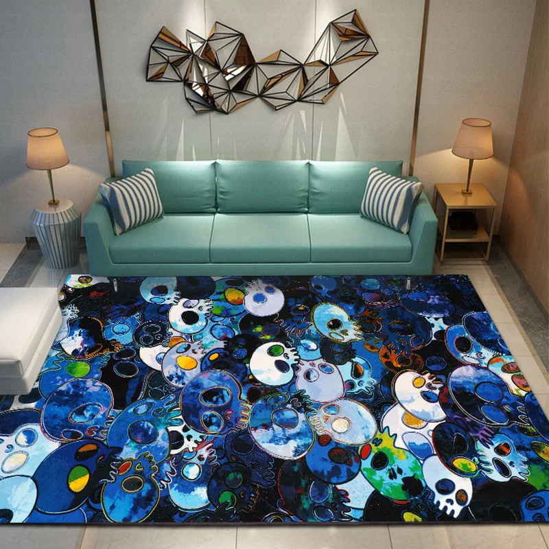 Объёмный рисунок(3D-принт) коврик с изображением черепа для гостиной спальни