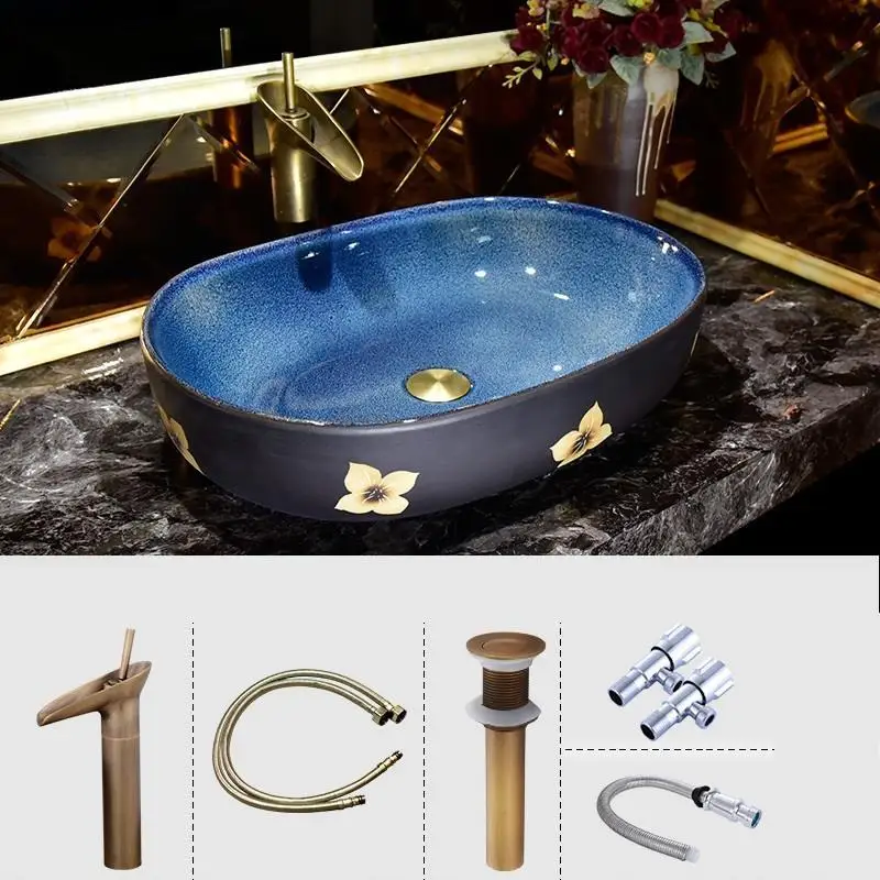 Fregadero Waschtisch Da Appoggio Bassin Lavatorio Black Salle De Bain ванная комната судно Lavabo Pia Banheiro умывальник раковина - Цвет: Version K