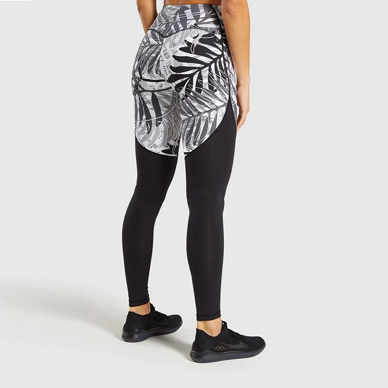

2019 New Digital Printing Breathable Yoga Pantalon Femmes Motion Nine Pants Leggins Women Sport High Waist Yoga Legging Leaf
