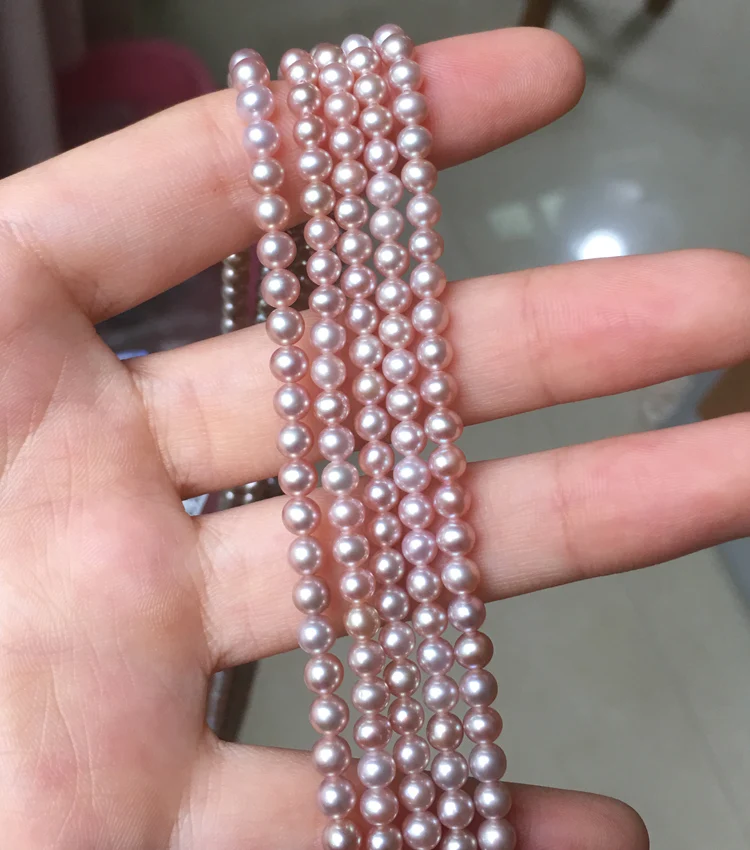Women's Pearl Necklace Size 4-4.5mm Purple Color in Good Quality for Diy Jewelry Accessaries Loose Pearls Strangs