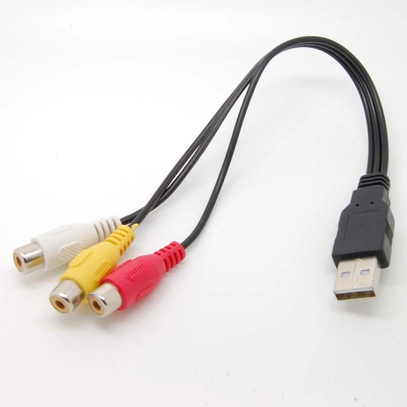 11 8 USB to 3 RCA Adapter Cable Component Male to Male Converter Television Video HDTV 1
