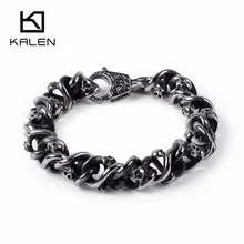 Панк-цепочка и звено, браслет для мужчин, нержавеющая сталь, Череп, очаровательный браслет, звено цепи, браслет, Homme, готическое ювелирное изделие, аксессуары