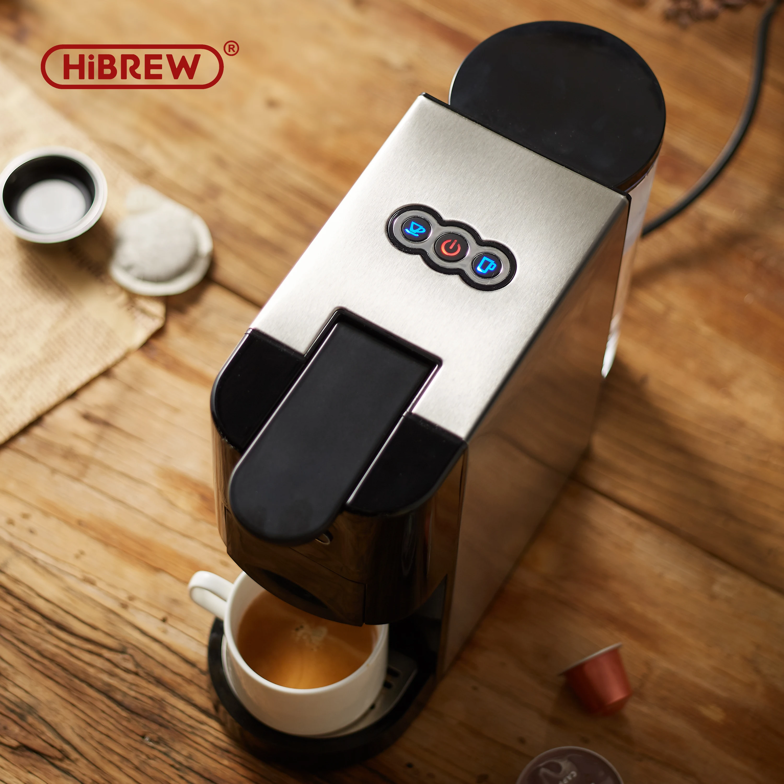 HiBREW 4 in 1 multiple capsule expresso machine for Dolce gusto nespresso ESEpod coffee maker powde Brushed stainless steel body|Coffee Makers| -…