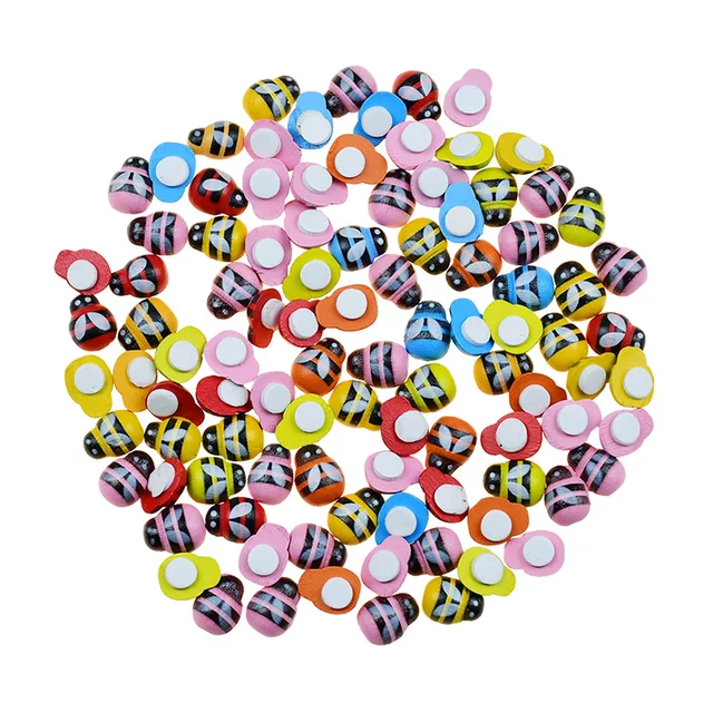 100 Coccinelle In Legno Autoadesive - Decorazioni Per Giardino, Scrapbooking E DIY 10x13mm - Foto 8