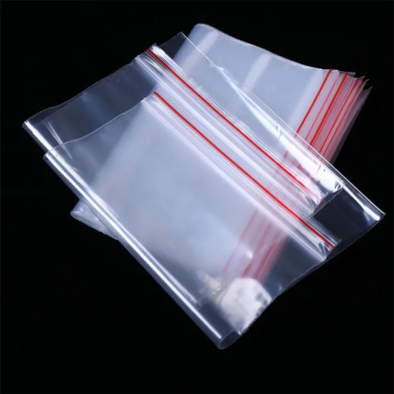 100PCS/Pack Resealable Zip Lock Bags Self Seal Clear Plastic