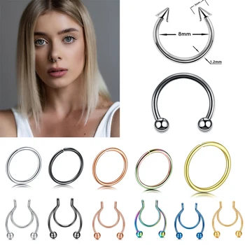 

1 Pcs Stainless Steel Ball Cone Ball Shape Nose Ring Earrings Open Septum Piercing Men Women Body Sexy Jewelry Punk Accessories