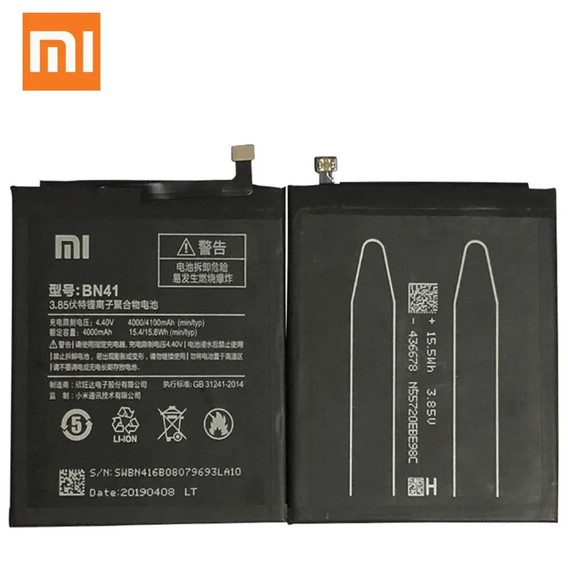 Xiao Mi BN41 Оригинальный аккумулятор для телефона Xiaomi Redmi Note 4 4X 3 Pro 3S 3X 4A BN43 BN30 BM46 BM47