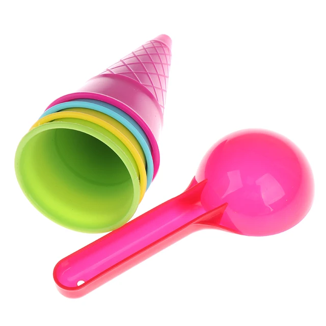5 Pcs/lot Cute Ice Cream Cone Scoop Sets Beach Toys Sand Toy For Kids Children Educational Montessori Summer Play Set Game Gift 3