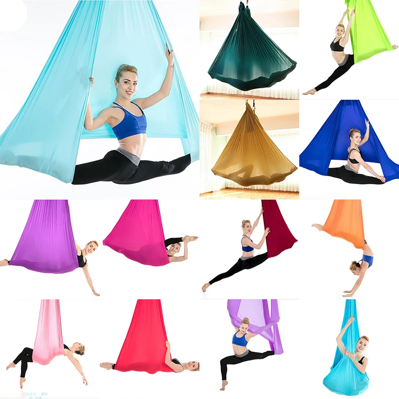 Aerial Silks Equipment Yoga Swing Silk Fabric Tissues Yoga Hammock Medium Stretch for Acrobatic Dance Aerial Silk Inversion Tool