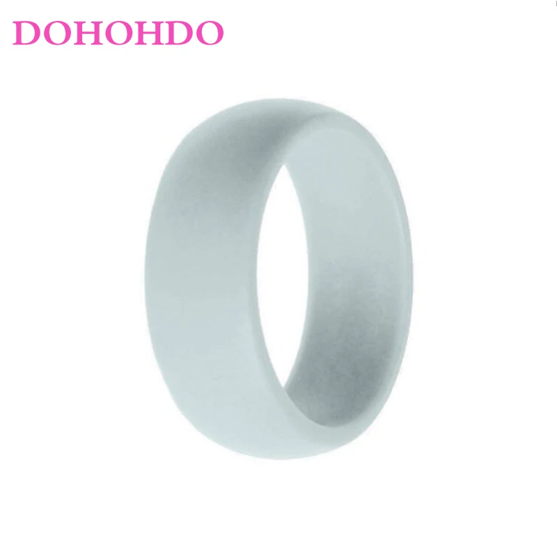 DOHOHDO 8mm Silicone Rubber Wedding Bands For Men Women Rings Black White Color Casual Silicone Finger Ring Anel Wedding Rings Couple Rings