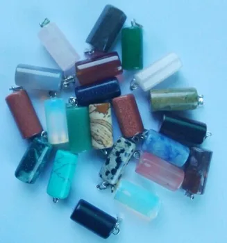 

Wholesale 50pcs/lot Natural Stone Necklace Pendants Assorted Natural Stone Mix Cylinder Pendants For Diy Jewelry Making