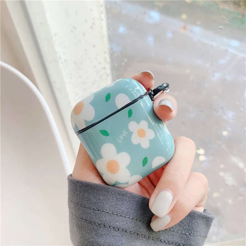 For AirPods Case Silicone Super Cute flower Korean girls Earphone Cases Apple Airpods 2 Protect Cover with Finger Ring Strap | Электроника