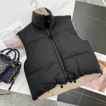 

Sleeveless Down Jacket Female Cropped Warm Vest For Women Winter Coat Parkas Waistcoat Outerwear 2021