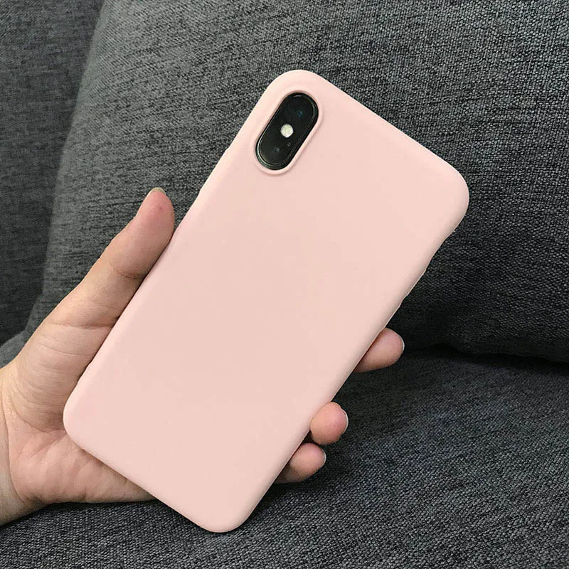 N1986N жидкий силиконовый чехол для iPhone 6 6s 7 8 Plus X XR XS Max, модный однотонный мягкий чехол ярких цветов для iPhone X XS - Цвет: pink sand