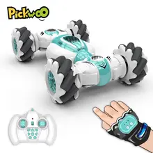Pickwoo 2.4g controle remoto rc carro rolo rotativo duplo-lado dublê gesto indução torção deriva fora-estrada dança carro de condução