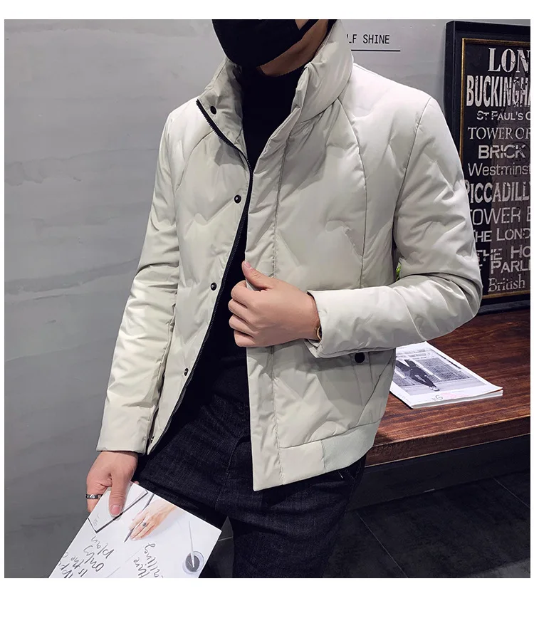 Short Stand Collar down Jacket Men's Japanese-style Slim Fit Korean-style Warm Coat Xj03 down Feather-185