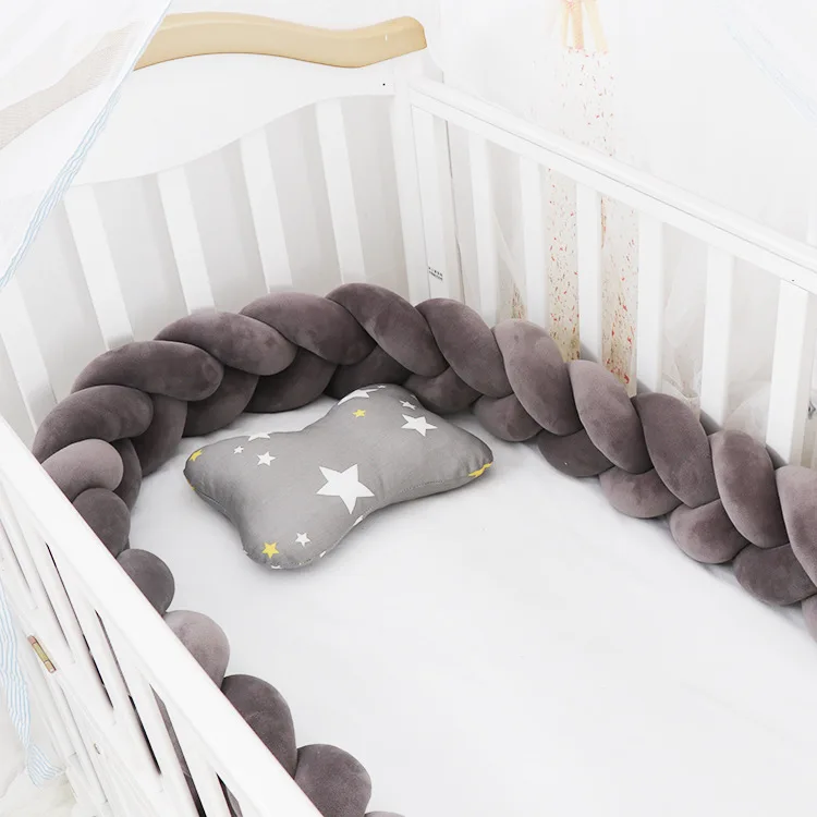 1 м для новорожденных, детская кровать, бампер, протектор, Тур де ЛИТ, Bebe Tresse, детская кроватка, бампер, подушка для кровати, бампер для детской комнаты, Декор - Цвет: Dark Gray