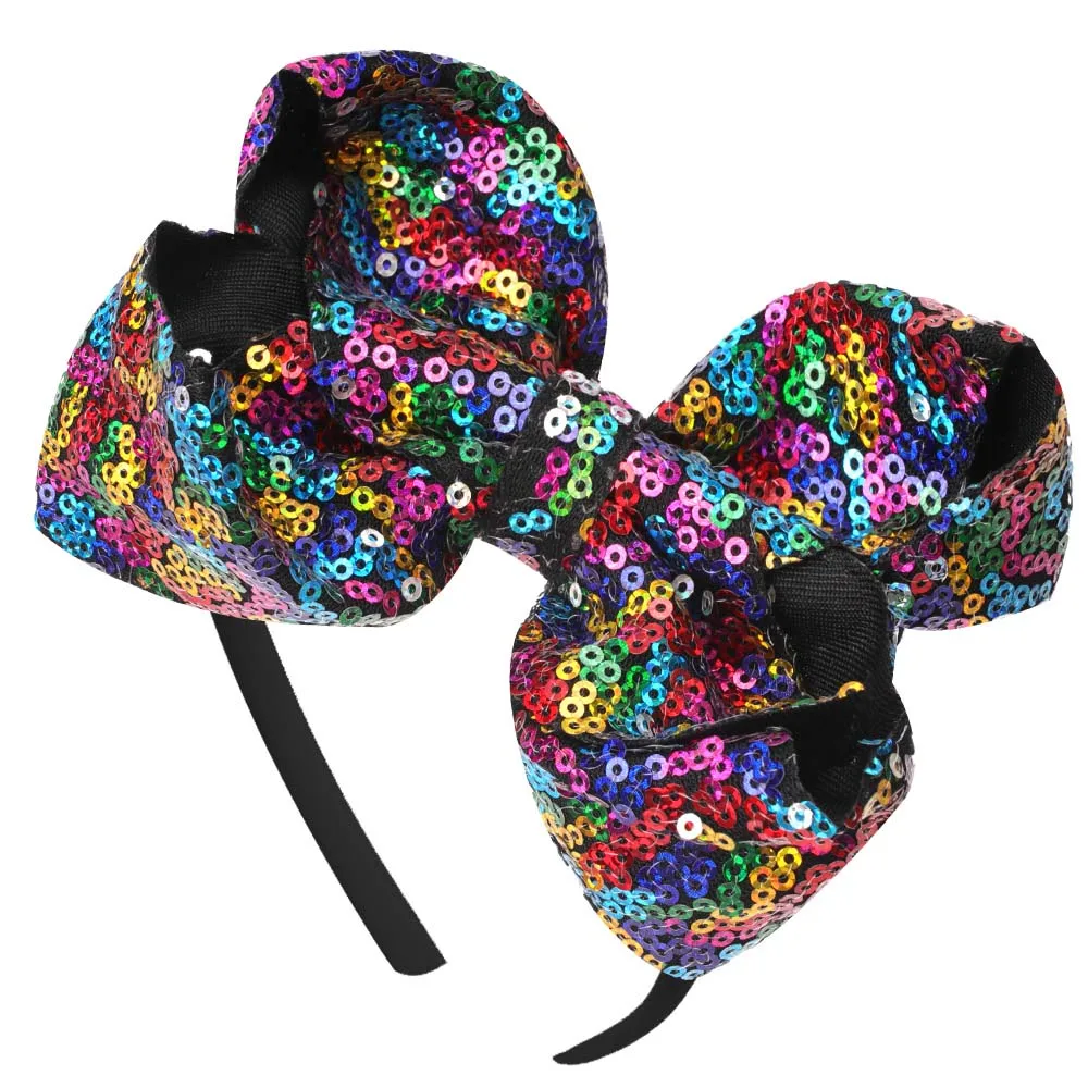 CN Sequin Bow Headband for Girls Fashion Hairband Glitter Hair Bows Headbands Party Headwear Kids Hair Accessories