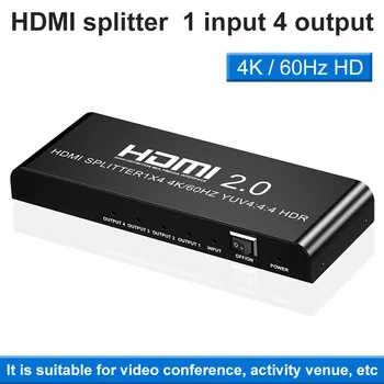 

Plug And Play Video HDMI Splitter Switcher For HDTV DVD Office Support 3D 1080P With 3.5mm Audio Portable 4K 60Hz 1 In 4 Out