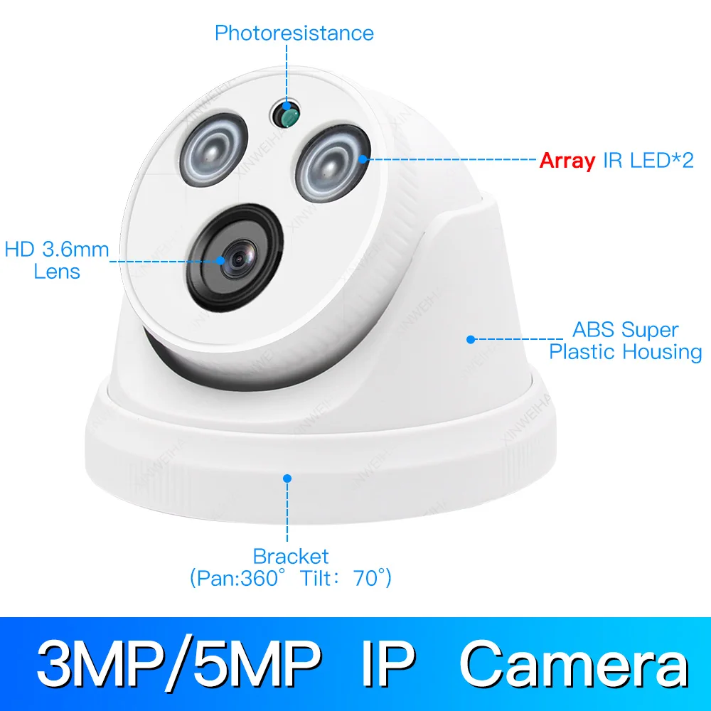 3MP/5MP IP камера H.265/H.264 наблюдения инфракрасная камера CCTV безопасности наружная купольная камера