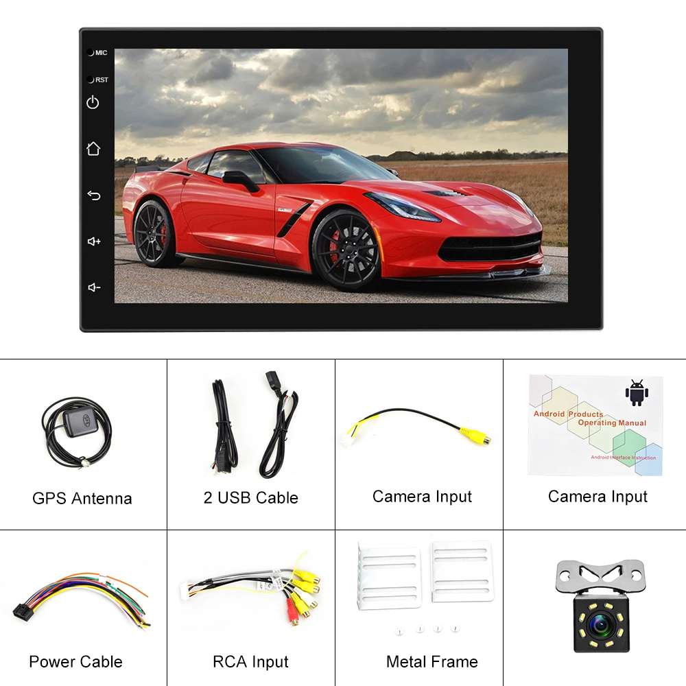 LeeKooLuu 2 Din Andriod 9,1 радио gps стерео 7 дюймов 2.5D сенсорный экран автомобильный мультимедийный плеер Wifi MirrorLink рулевое колесо управление - Цвет: with 8IR camera