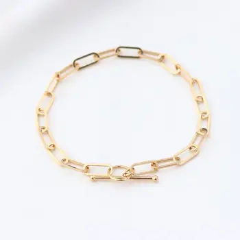 

MADALENA SARARA 18k Yellow Gold Women Bracelet Geometric Chain High Quality Au750 Yellow Gold Bracelet