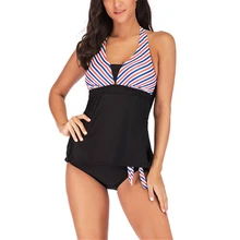 Women Bikini Set Padded Bra Striped Swimwear Two Piece Swimsuit Set Plus Size Swimwear Tankini Set Ladies Beachwear Biquini Women Bikini Set Padded Bra Striped Swimwear Two Piece Swimsuit Set Plus Size Swimwear Tankini Set Ladies Beachwear Biquini