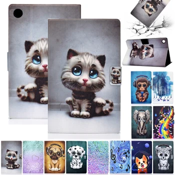 

Case For Lenovo Tab M10 FHD Plus TB-X606F TB-X606X Coque Shell Animal Leather Stand Protective Cover With Card Slot Tablet Case