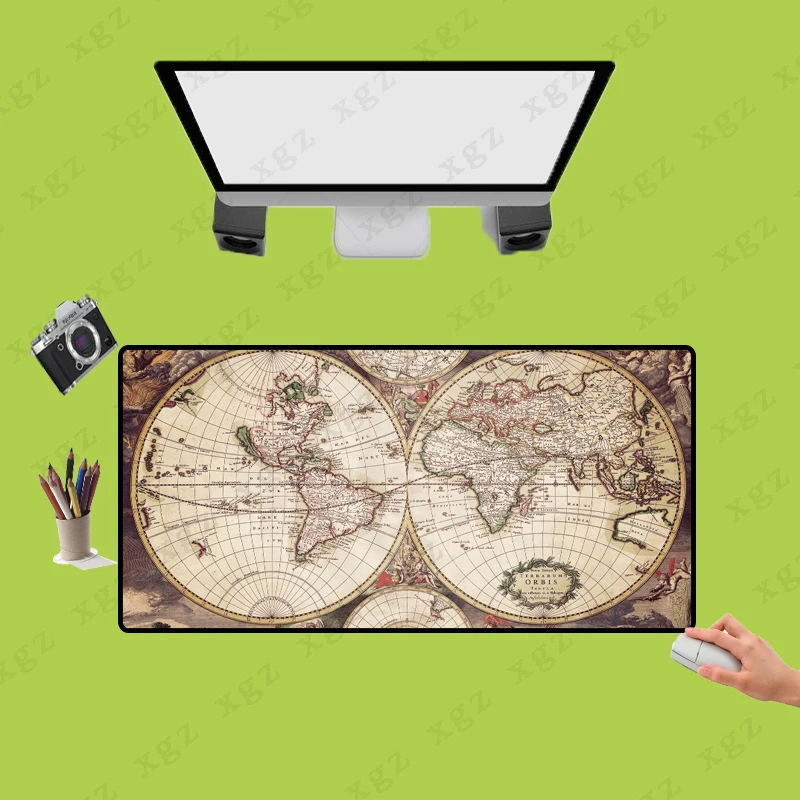 

XGZ Old World Map 400*900*3mm XXL Large Mouse Pad Gamer Mousepad Keyboard Mat Office Table Cushion Home Decor For CSGO DOTA