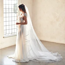 White Ivory Long Wedding Veil with Comb One-Layer Cathedral Long Veil Wedding Veil Velos de Noiva Soft Bridal Veil for Bride 3M