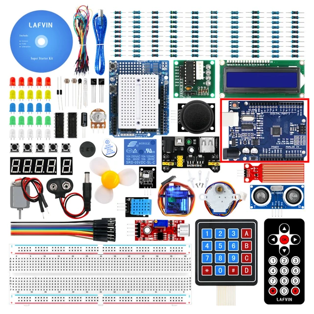 LAFVIN Kit de iniciación para Arduino UNO R3 Uno R3, Breadboard / Step  Motor / 1602 LCD / jumper Wire/con CD Tutorial|Circuitos integrados| -  AliExpress