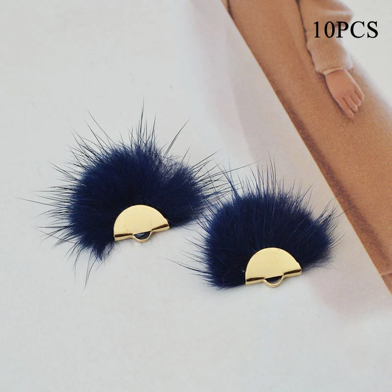 10pcs DIY Tassels Fur Ball Colorful Creative Pom Pon Jewelry Hair Accessories Handmade Earrings Accessories High Quality - Цвет: navy blue