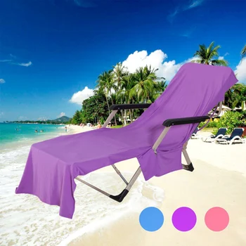 

Microfiber Sports Cooling Beach Towel Beach Chair Seat Cover Chaise Lounger Cover with Storage Pockets Towel