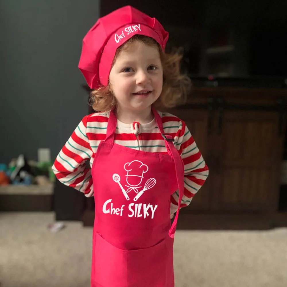 Grembiule E Cappello Da Chef Personalizzato Per Bambini Con Nome - Regalo Creativo Per Cucina E Pittura