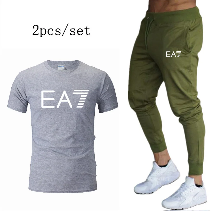 

New Sport Suits men gym set Running Tracksuit men gym Quick Dry Jogging Suits Autumn Fitness suits T-shirt + pants 2pc sets men