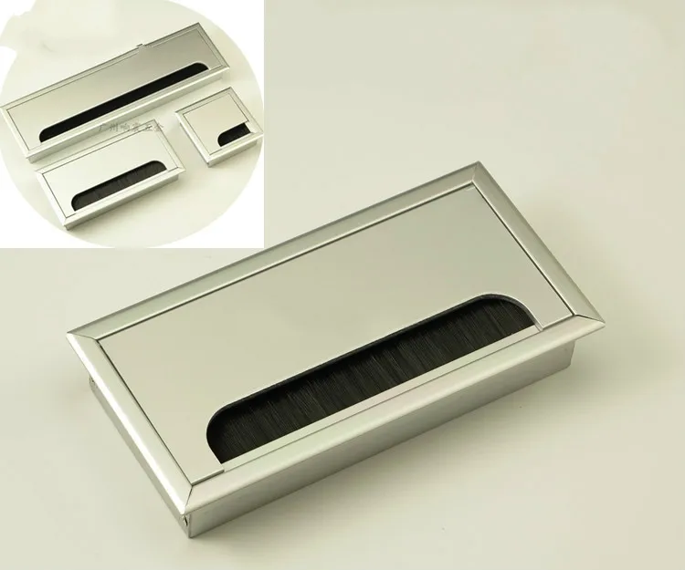 

Office Table Aluminum Alloy With Brush Threading Box Computer Top Wiring Hole Cover Rectangular