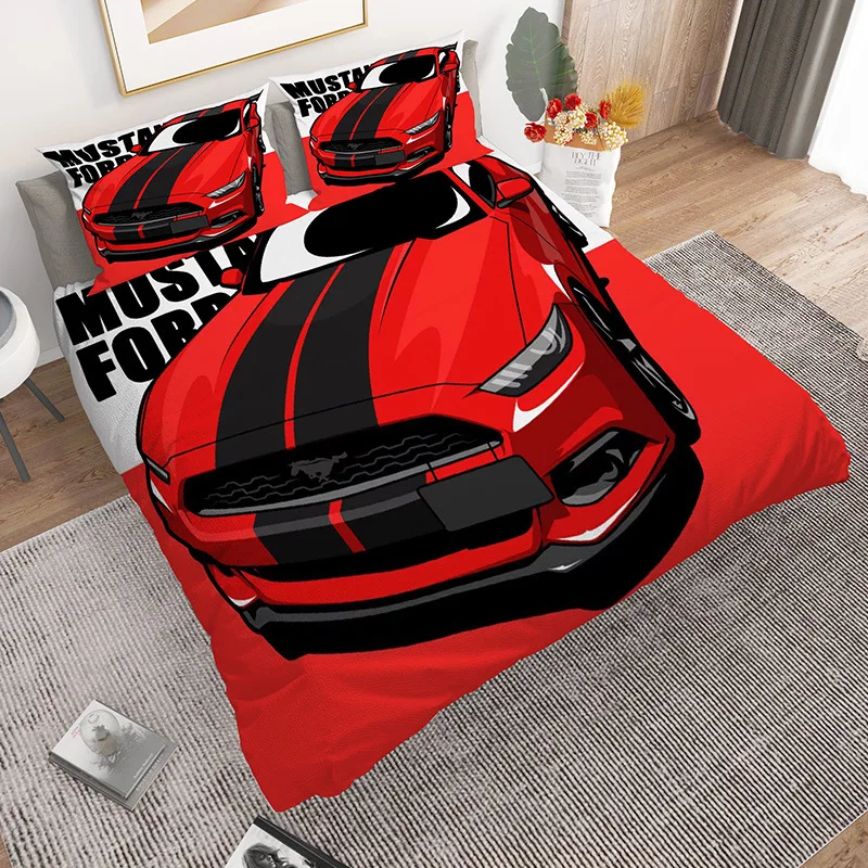 

2/3 Pieces Red Sports Car Bedding Set Jeep Car Duvet Cover Home Room Warm Cartoon Bed Quilt Cover Kids Bedroom Bed Set For Teens