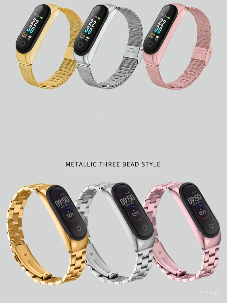 Для mi band ремешок для mi band 3 4 часы браслет из нержавеющей стали ремешок Смарт часы Сменный ремень для mi band 4 3 ремешок