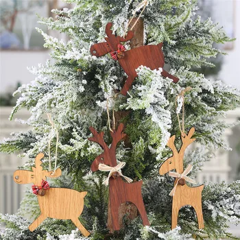 

Christmas Deer Wooden Pendants Ornaments For Xmas Tree DIY Ornament Christmas Party Decorations Kids Gift Hanging Drop Ornaments
