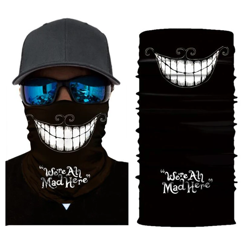 Мужская черная маска скелет для лица спортивные шарфы с 3D принтом защиты от