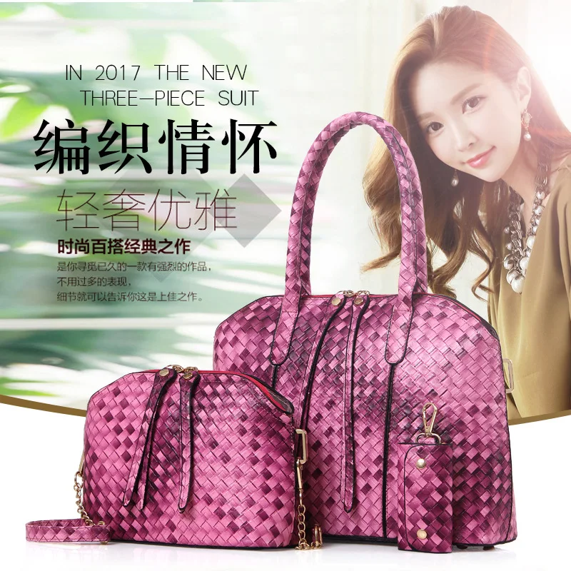 

2017 New Style Weave Pattern Elegant WOMEN'S Bag Europe And America Trend of Fashion Shoulder Hand Three-piece Set Different Siz