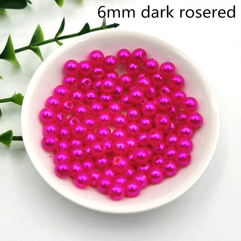 dark rosered 6 мм с круглое отверстие имитация ABS жемчуг бусины для ручной работы DIY ожерелье браслет ювелирные изделия Швейные ремесла поставки 200 шт 22 цвета - Цвет: dark rosered