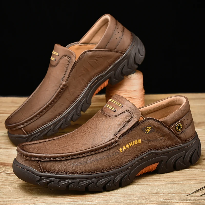 Quality Men's Leather Shoes Comfortable Luxury Man Casual Outdoor WorkShoes Cow Loafers Plus Size Male Footwear | Обувь