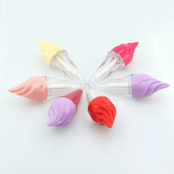 

Wholesale cute ice cream multicolor lip glaze tube empty tube customizable logo cosmetic packaging material