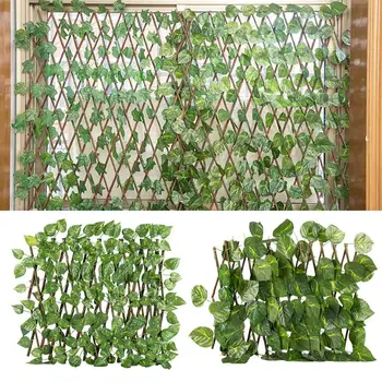 

Retractable Artificial Garden Fence Expandable Faux Ivy Privacy Fence Wood Vines Climbing Frame Gardening Plant Home Decorations
