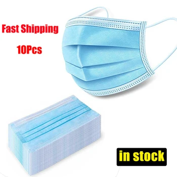 

10pcs/set Face Mouth Anti Dusk Mask Disposable Protect 3 Layers Filter Dustproof Earloop Non Woven Masks Fast Shipping