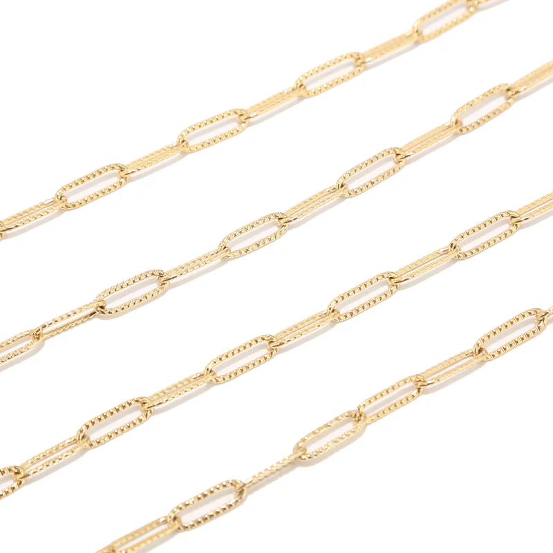 5M 4mm width Stainless Steel Gold Tone Circle Rolo Link Chain For Fashion Women Men DIY Necklace Bracelet Making Findings